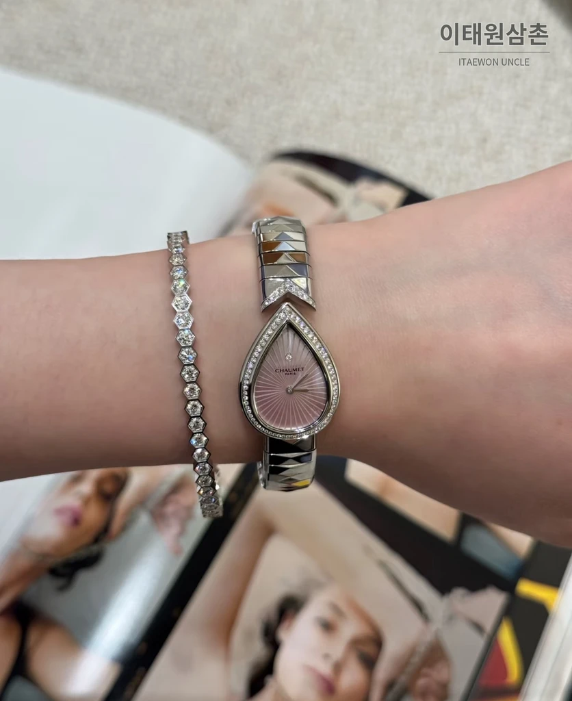 쇼메 조세핀 에그레트 18K 로즈골드 다이아몬드 여성용 쿼츠시계 27.3mm