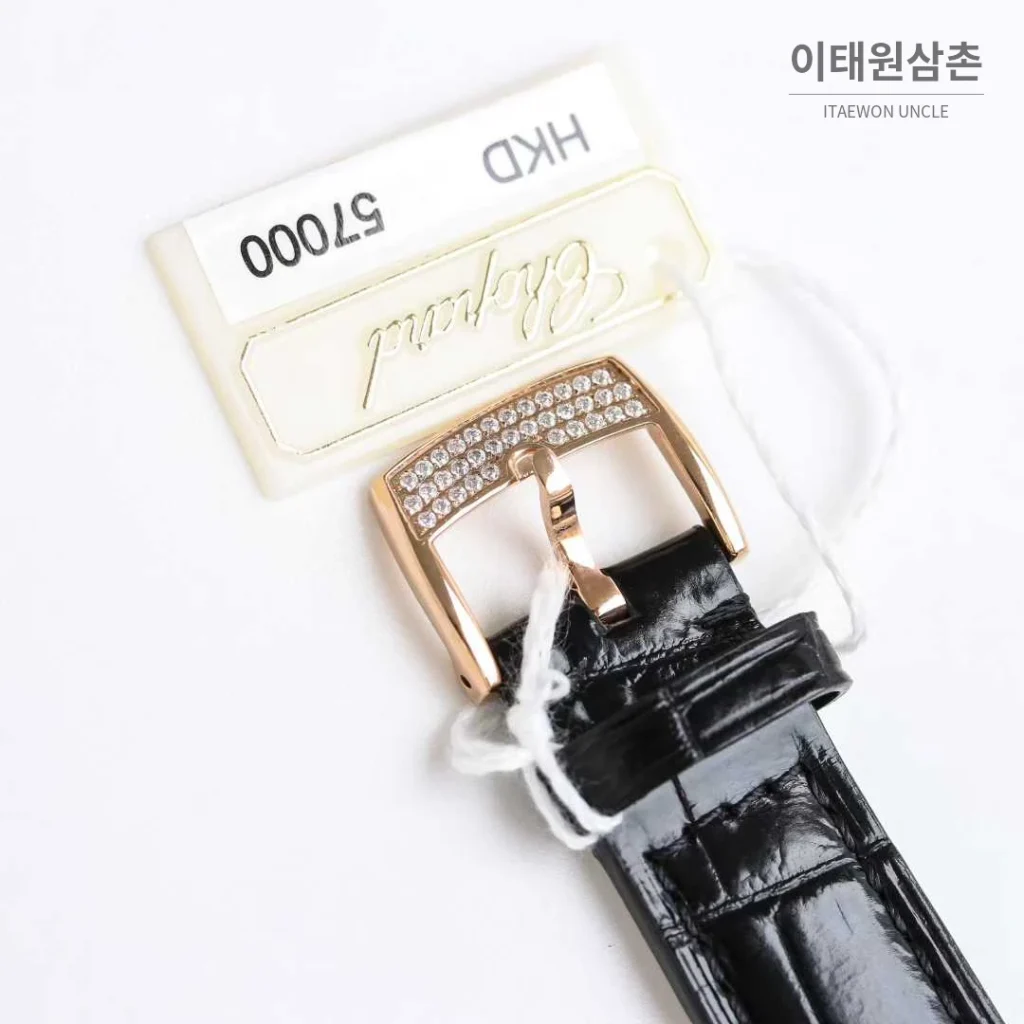쇼파드 해피스포트 스틸 풀다이아 자개다이얼 플로팅젬 오토매틱 36mm 화이트 블랙 가죽 스트랩 로즈골드 베젤