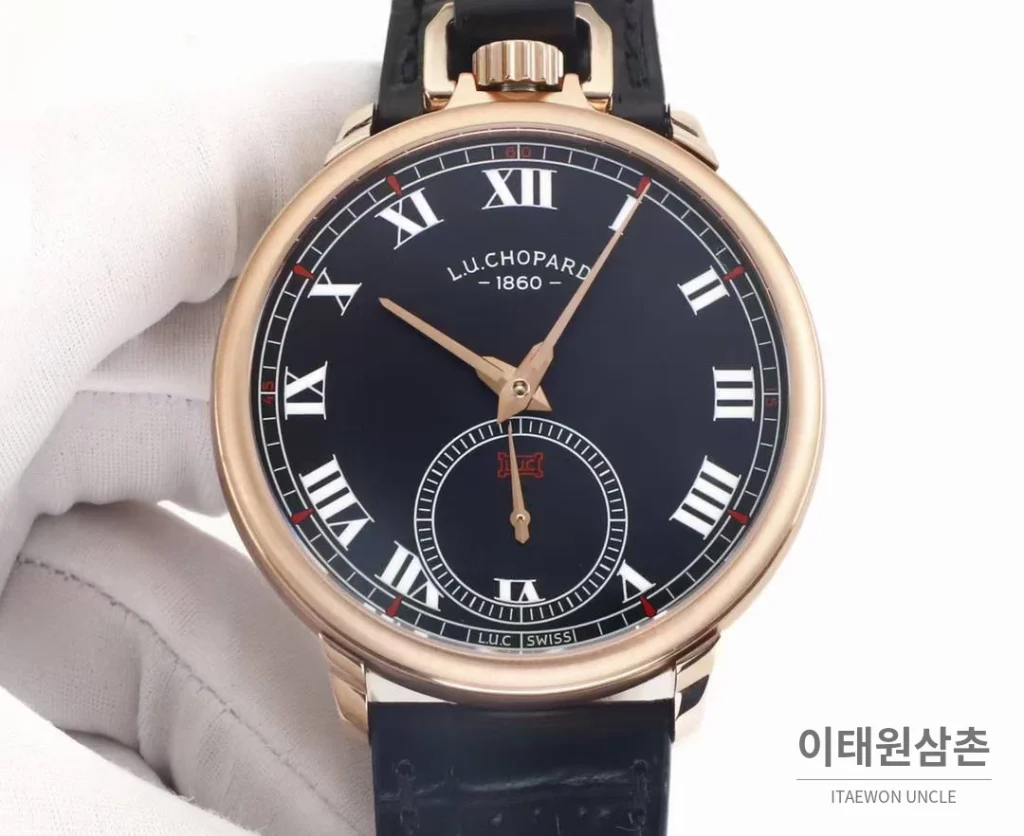 쇼파드 L.U.C 듀얼유즈 워치 & 포켓워치 컨버터블 오토매틱 49.6mm 실버 브라운 가죽 스트랩