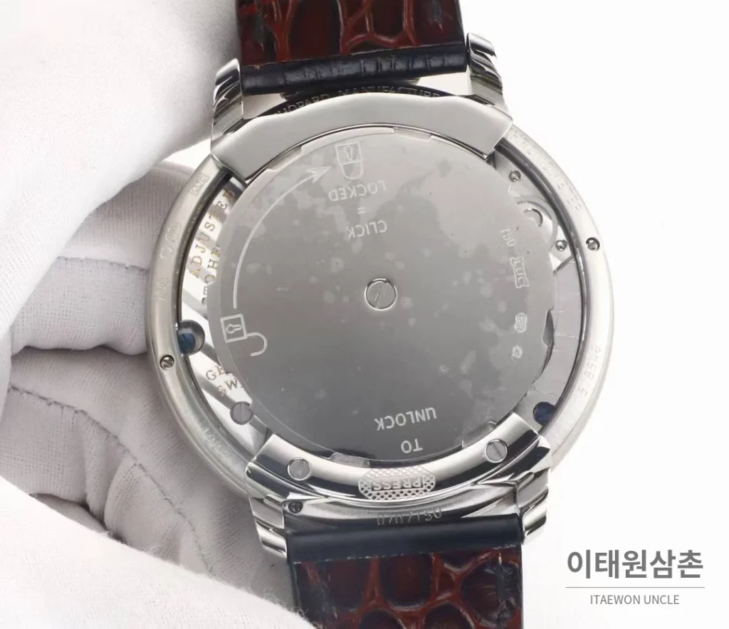 쇼파드 L.U.C 듀얼유즈 워치 & 포켓워치 컨버터블 오토매틱 49.6mm 실버 블랙 가죽 스트랩
