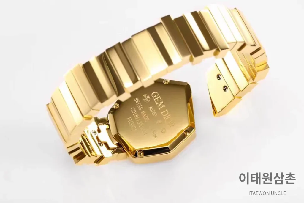 디올 젬 디올 천연석 다이얼 다이아세팅 쿼츠 25mm 골드 브레이슬릿 (2)