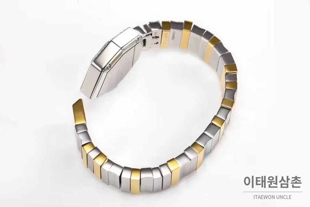 디올 젬 디올 천연석 다이얼 다이아세팅 쿼츠 25mm 투톤 브레이슬릿