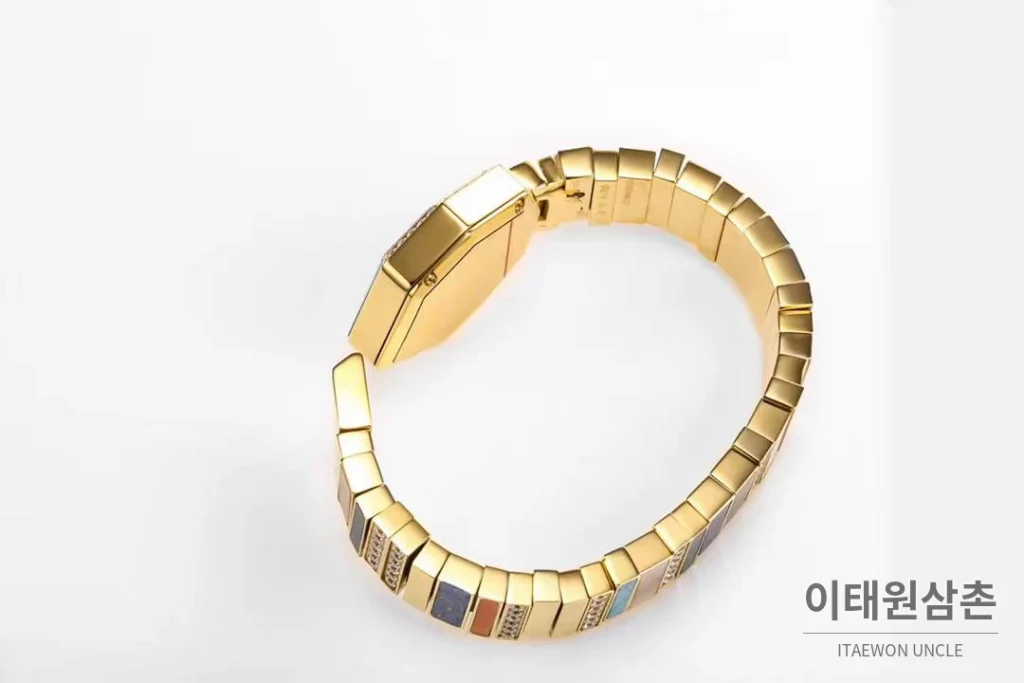 디올 젬 디올 천연석 다이얼 다이아세팅 쿼츠 25mm 골드 브레이슬릿