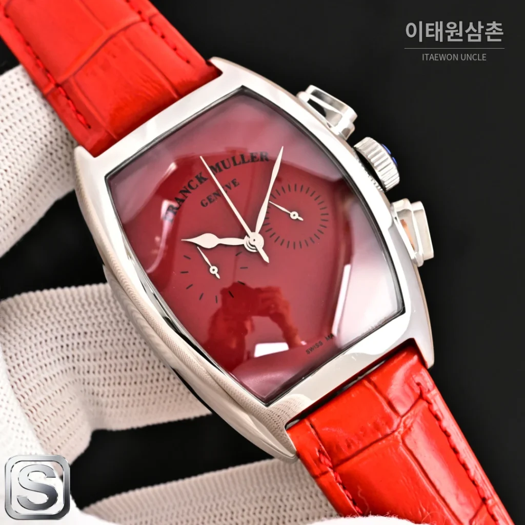 프랭크뮬러 카사블랑카 컴퍼스 다이얼 토노형 쿼츠 40mm 네이비 가죽 스트랩