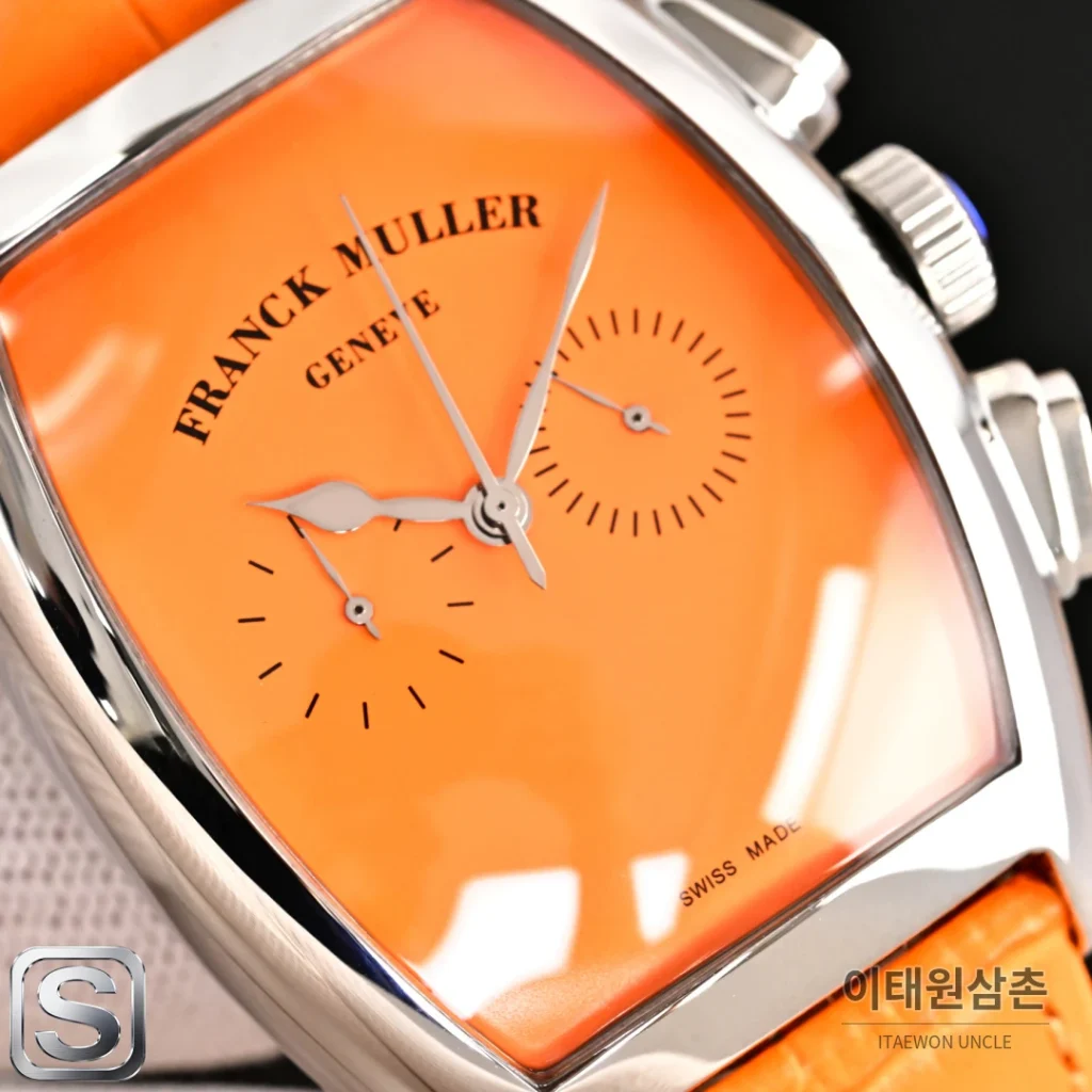 프랭크뮬러 카사블랑카 컴퍼스 다이얼 토노형 쿼츠 40mm 오렌지 가죽 스트랩