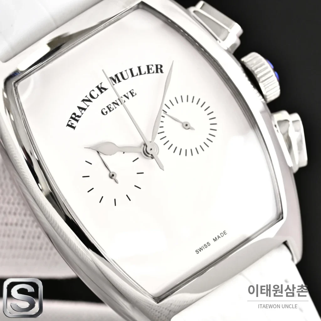 프랭크뮬러 카사블랑카 컴퍼스 다이얼 토노형 쿼츠 40mm 화이트 가죽 스트랩