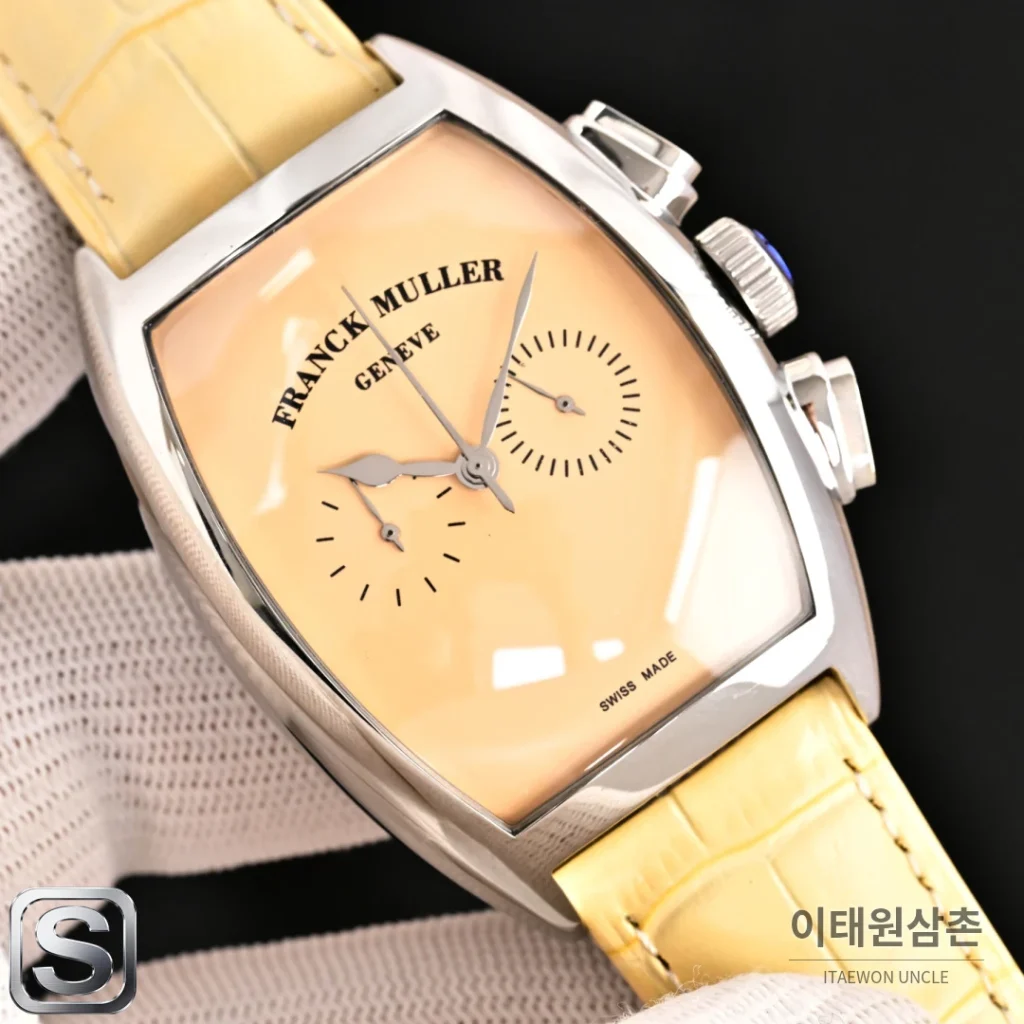 프랭크뮬러 카사블랑카 컴퍼스 다이얼 토노형 쿼츠 40mm 네이비 가죽 스트랩