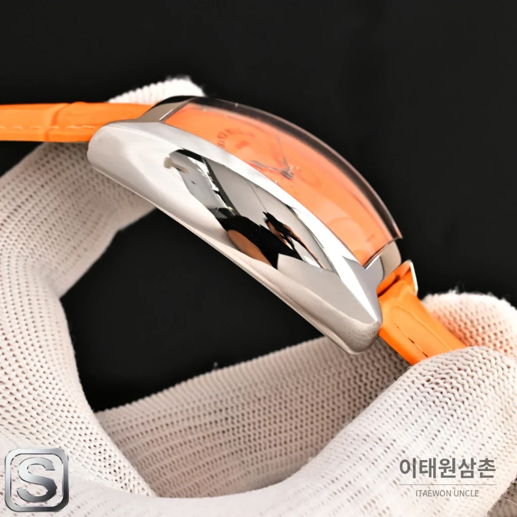 프랭크뮬러 카사블랑카 컴퍼스 다이얼 토노형 쿼츠 40mm 오렌지 가죽 스트랩