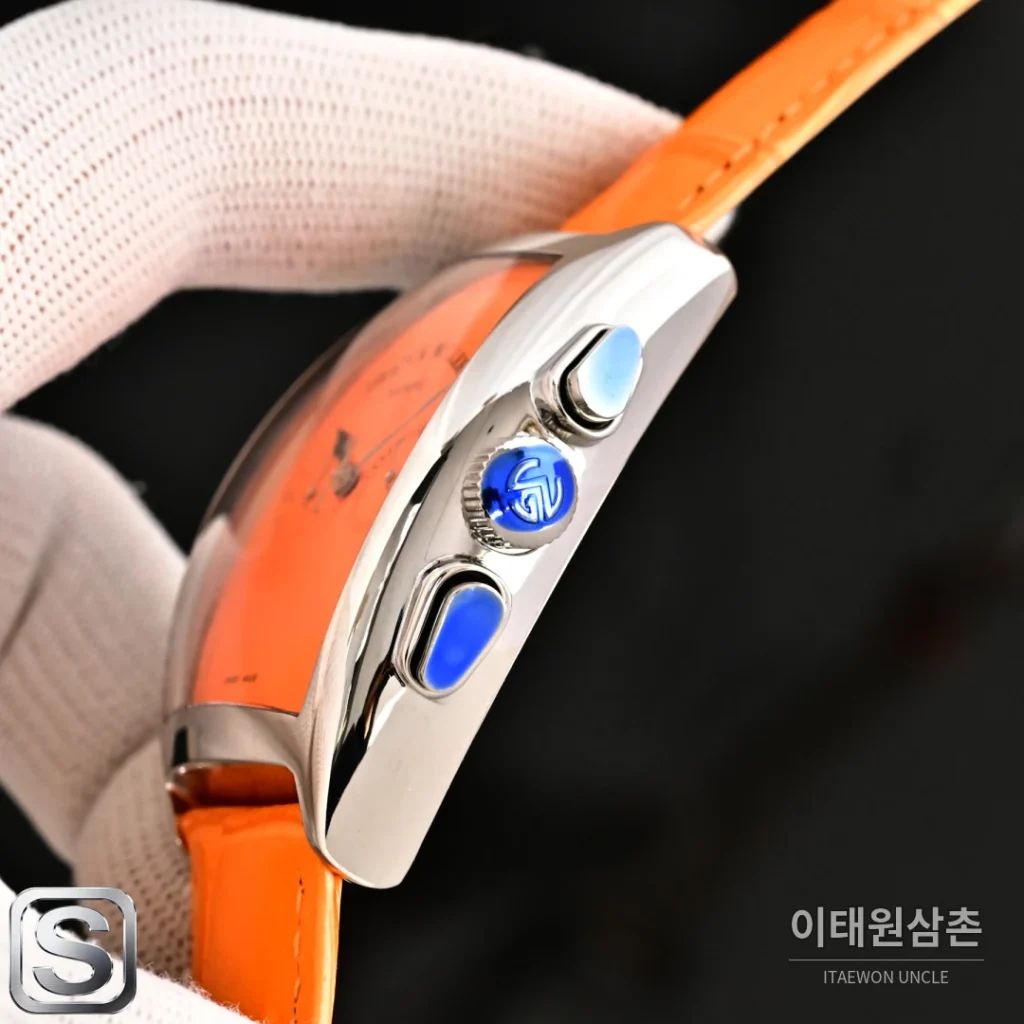 프랭크뮬러 카사블랑카 컴퍼스 다이얼 토노형 쿼츠 40mm 네이비 가죽 스트랩