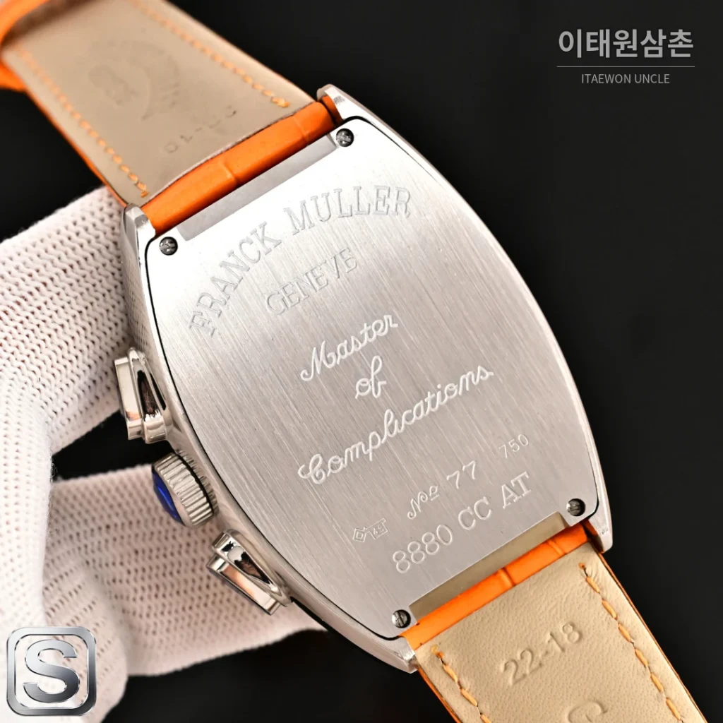 프랭크뮬러 카사블랑카 컴퍼스 다이얼 토노형 쿼츠 40mm 네이비 가죽 스트랩