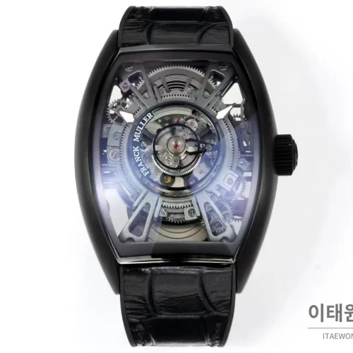 프랭크뮬러 그랜드 센트럴 투르비용 카본파이버 스켈레톤 배럴케이스 오토매틱 블랙 (2) 프랭크뮬러 그랜드 센트럴 투르비용 카본파이버 스켈레톤 배럴케이스 오토매틱 블랙 블랙 가죽 스트랩 블랙 베젤