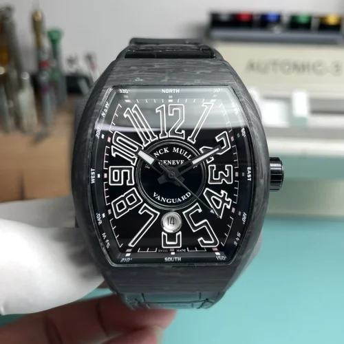 프랭크뮬러 방가드 오토매틱 45mm 블랙 다이얼 브라운 가죽 스트랩 프랭크뮬러 방가드 오토매틱 45mm 블랙 다이얼 브라운 가죽 스트랩