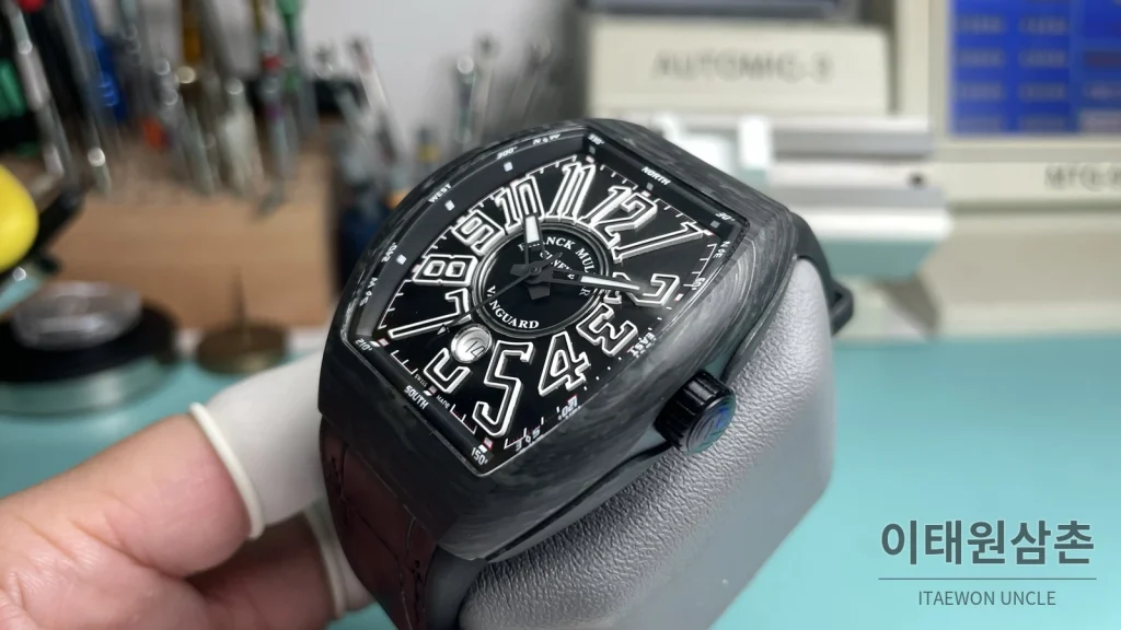 프랭크뮬러 방가드 오토매틱 45mm 블랙 다이얼 브라운 가죽 스트랩