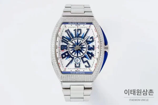 프랭크뮬러 뱅가드 요팅 스틸 블루다이얼 오토매틱 54mm 스틸 브레이슬릿 실버 베젤