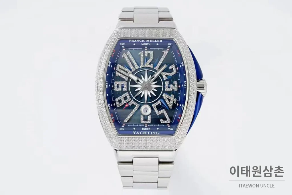 프랭크뮬러 뱅가드 요팅 스틸 블루다이얼 오토매틱 54mm 스틸 브레이슬릿 실버 베젤 (2)