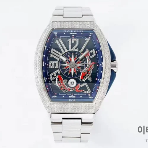 프랭크뮬러 뱅가드 요팅 스틸 블루다이얼 오토매틱 54mm 스틸 브레이슬릿 실버 베젤 (4)