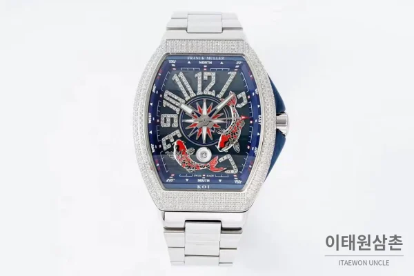 프랭크뮬러 뱅가드 요팅 스틸 블루다이얼 오토매틱 54mm (8) 프랭크뮬러 뱅가드 요팅 스틸 블루다이얼 오토매틱 54mm 스틸 브레이슬릿 실버 베젤 (4)
