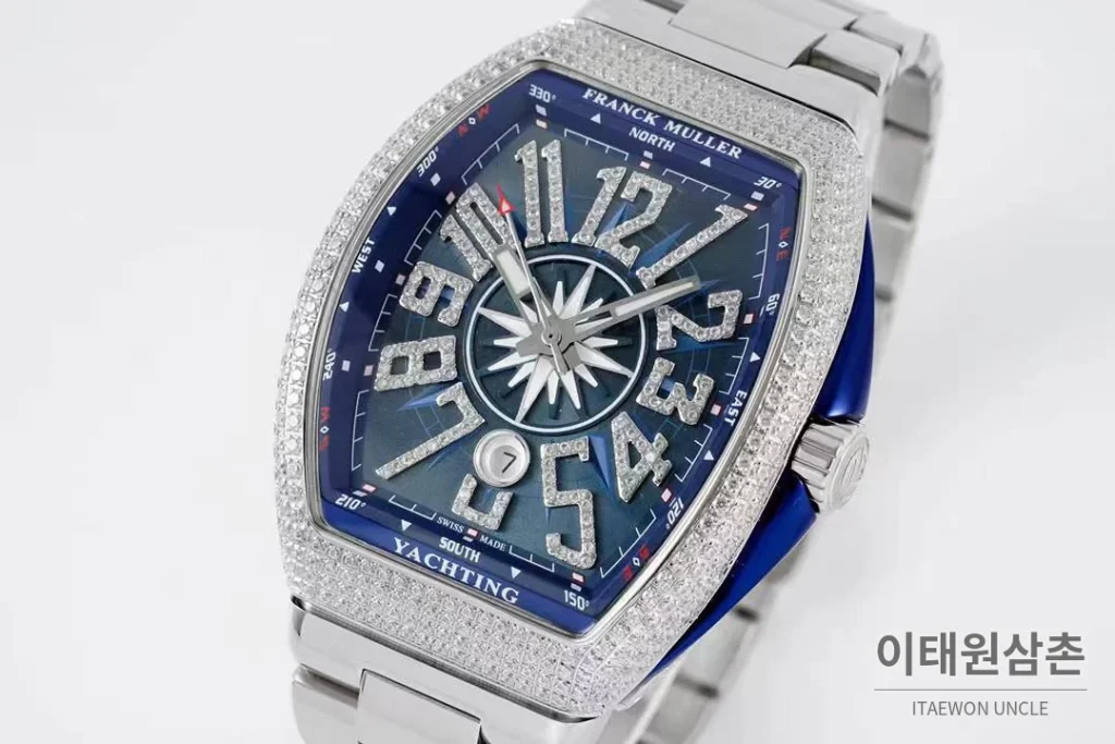 프랭크뮬러 뱅가드 요팅 스틸 블루다이얼 오토매틱 54mm 스틸 브레이슬릿 실버 베젤 (2)