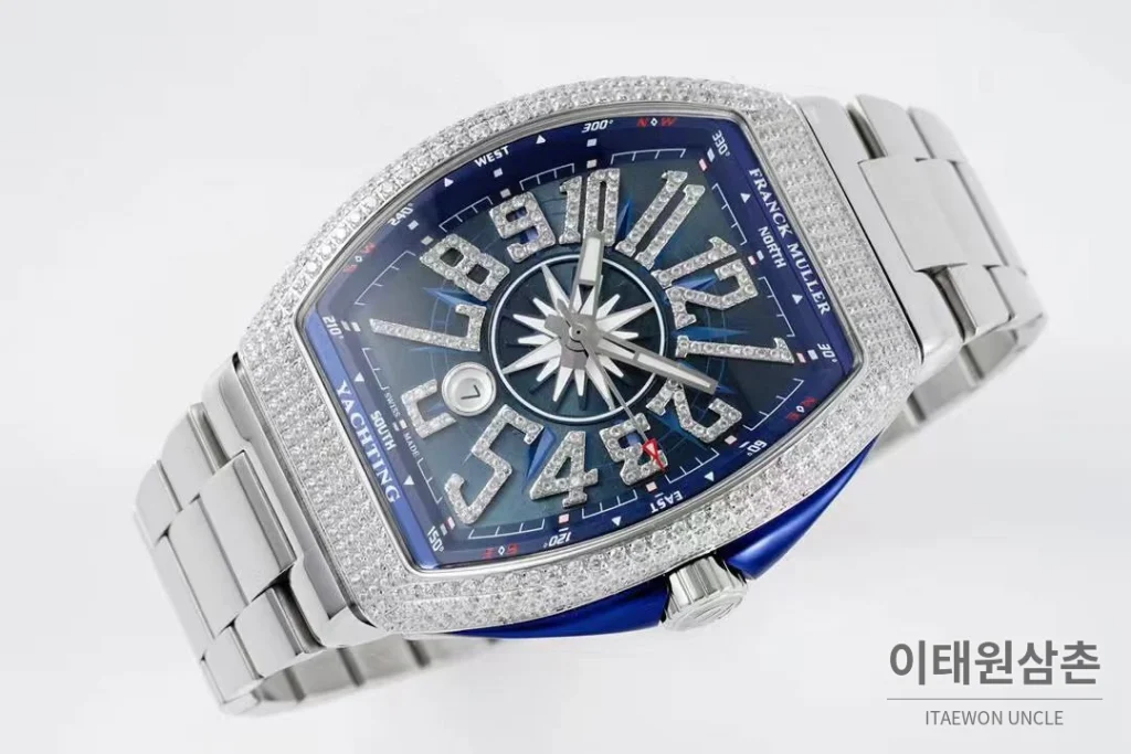 프랭크뮬러 뱅가드 요팅 스틸 블루다이얼 오토매틱 54mm 스틸 브레이슬릿 실버 베젤 (2)