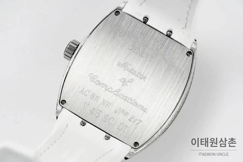 프랭크뮬러 뱅가드 요팅 V45 블루다이얼 오토매틱 54mm 화이트 러버 스트랩 실버 베젤 (2)