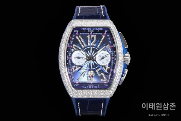 프랭크뮬러 뱅가드 요팅 V45 블루 다이얼 크로노그래프 오토매틱 54mm (4) 프랭크뮬러 뱅가드 요팅 V45 블루 다이얼 크로노그래프 오토매틱 54mm 네이비 러버 스트랩 실버 베젤