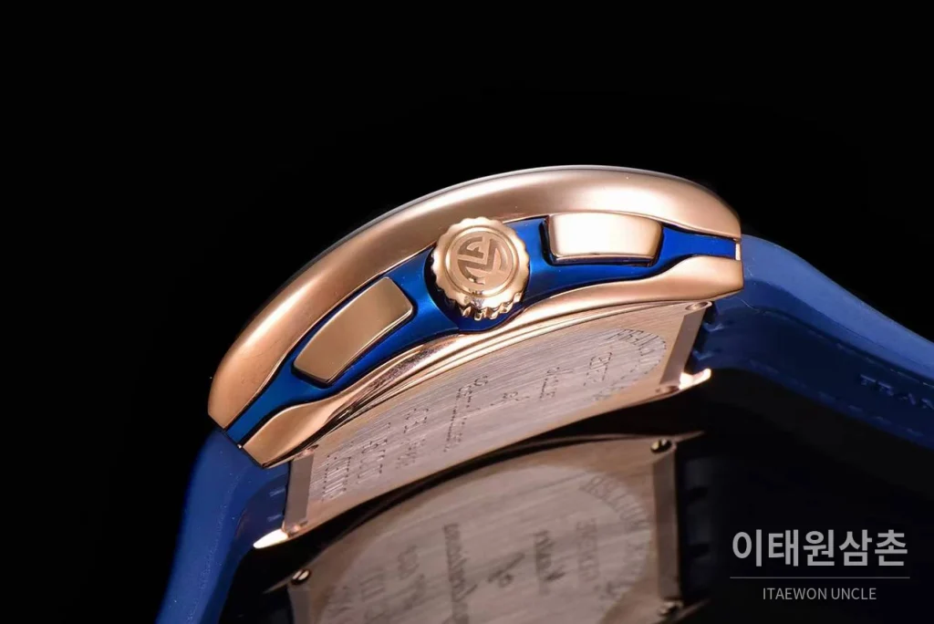 프랭크뮬러 뱅가드 요팅 V45 블루 다이얼 크로노그래프 오토매틱 54mm 네이비 러버 스트랩 로즈골드 베젤 (3)