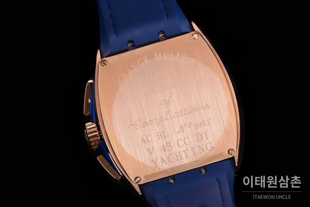 프랭크뮬러 뱅가드 요팅 V45 블루 다이얼 크로노그래프 오토매틱 54mm 네이비 러버 스트랩 로즈골드 베젤 (3)