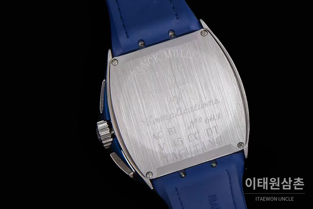 프랭크뮬러 뱅가드 요팅 V45 블루 다이얼 크로노그래프 오토매틱 54mm 블루 가죽 스트랩