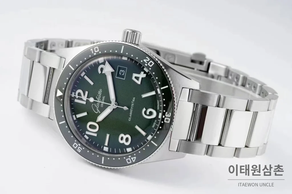 글라슈테오리지널 리지널 씨큐 스틸 블랙다이얼 다이버 오토매틱 43mm