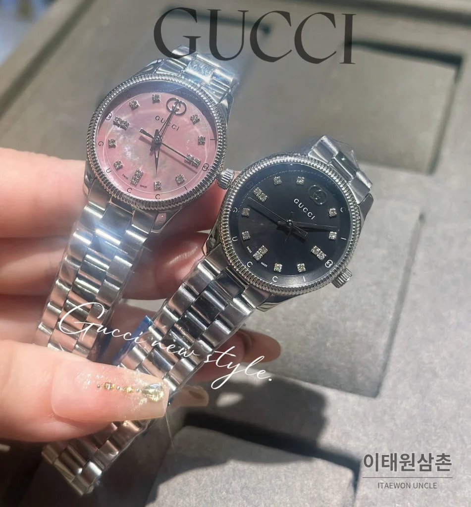 구찌 G타임리스 스틸 더블G 다이얼 쿼츠 29mm 실버 (2)