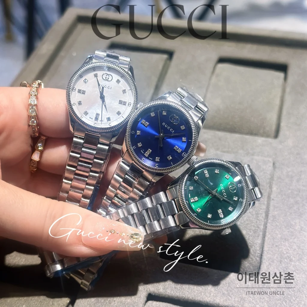구찌 G타임리스 스틸 더블G 다이얼 쿼츠 29mm 실버 (2)
