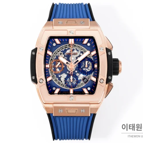 위블로 빅뱅 오토매틱 블루 다이얼 블루 러버 스트랩 로즈골드 베젤 로즈골드 케이스