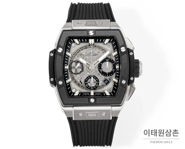 위블로 빅뱅 오토매틱 스켈레톤 다이얼 블랙 러버 스트랩 블랙 베젤