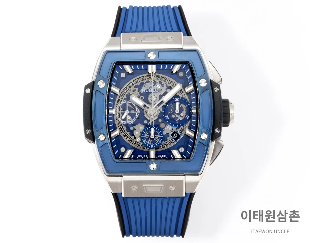 위블로 빅뱅 오토매틱 블루 다이얼 블루 러버 스트랩 블루 베젤
