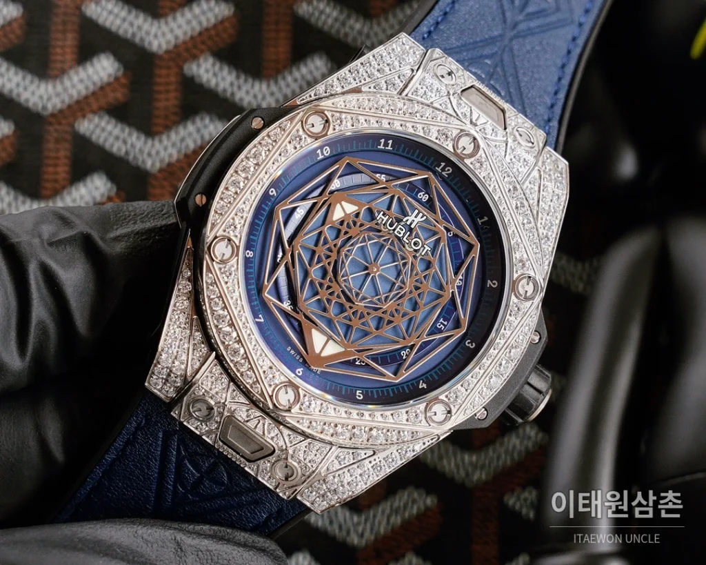 위블로 빅뱅 오토매틱 45mm 블랙 다이얼 블랙 러버 스트랩 로즈골드 베젤