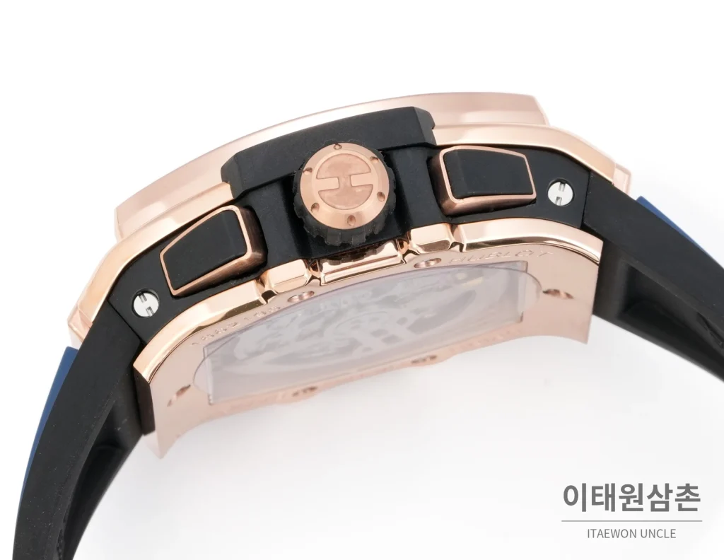 위블로 빅뱅 오토매틱 블루 다이얼 블루 러버 스트랩 로즈골드 베젤 로즈골드 케이스