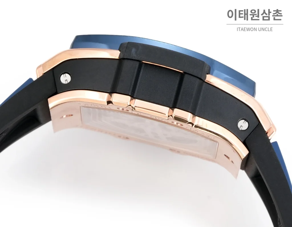위블로 빅뱅 오토매틱 블루 다이얼 블루 러버 스트랩 블루 베젤 로즈골드 케이스