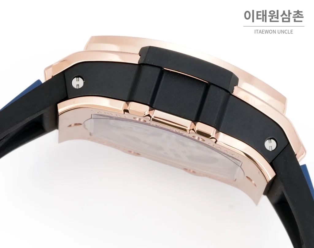 위블로 빅뱅 오토매틱 블루 다이얼 블루 러버 스트랩 로즈골드 베젤 로즈골드 케이스