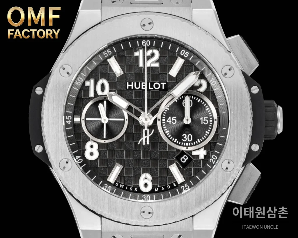 위블로 빅뱅 블랙 세라믹베젤 체커다이얼 크로노그래프 오토매틱 43mm