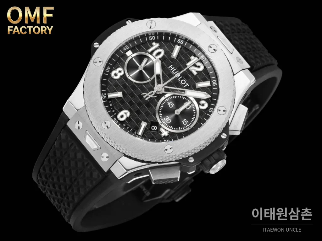위블로 빅뱅 블랙 세라믹베젤 체커다이얼 크로노그래프 오토매틱 43mm