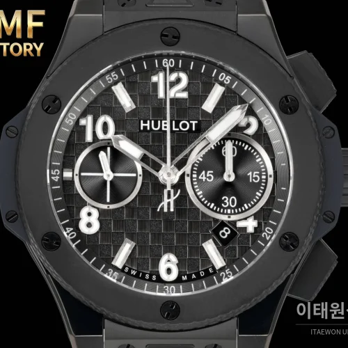 위블로 빅뱅 블랙 세라믹 크로노그래프 러버스트랩 오토매틱 43mm (2)
