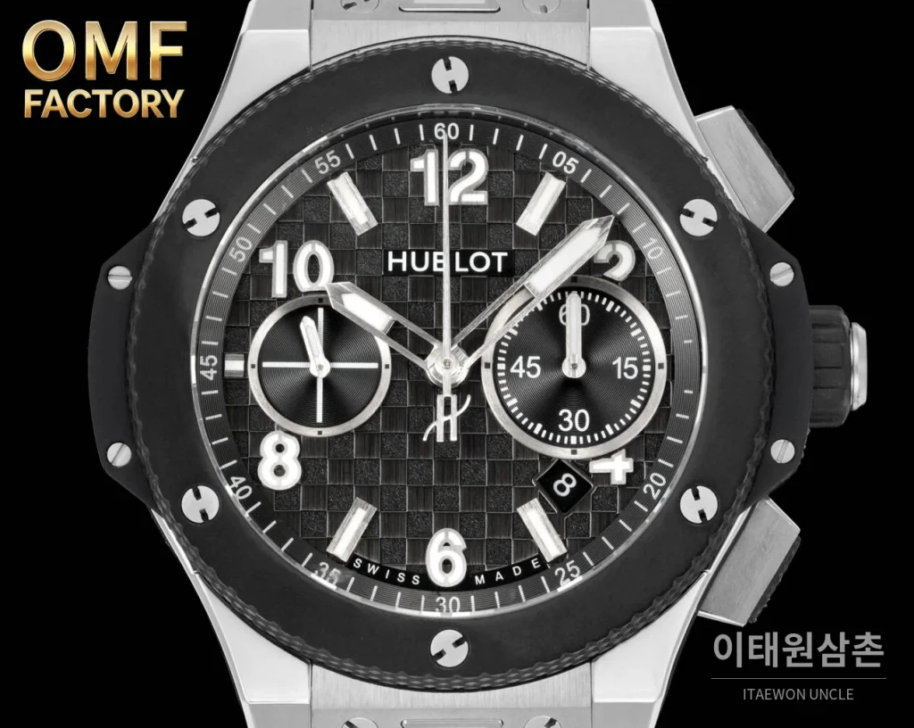 위블로 빅뱅 블랙 세라믹 크로노그래프 러버스트랩 오토매틱 43mm