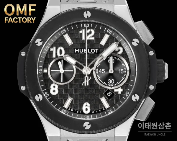 위블로 빅뱅 블랙 세라믹 크로노그래프 러버스트랩 오토매틱 43mm