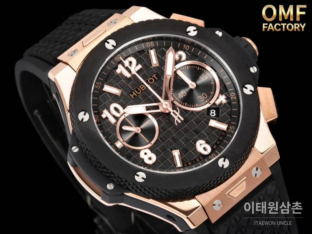 위블로 빅뱅 세라믹베젤 체커다이얼 크로노그래프 오토매틱 43mm