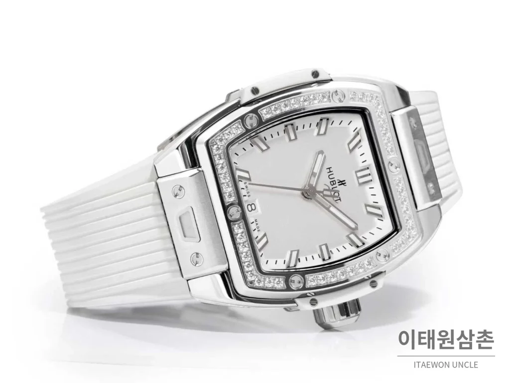 위블로 빅뱅 다이아몬드 스틸 스켈레톤 러버밴드 오토매틱 39mm 실버 / 블랙 실버 베젤 (2)