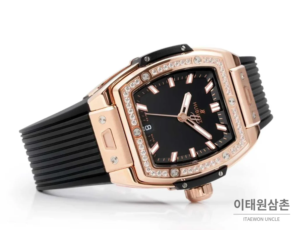 위블로 빅뱅 다이아몬드 스틸 스켈레톤 러버밴드 오토매틱 39mm 실버 / 블랙 로즈골드 베젤