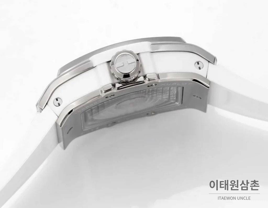 위블로 빅뱅 다이아몬드 스틸 스켈레톤 러버밴드 오토매틱 39mm 실버 / 블랙 실버 베젤 (2)