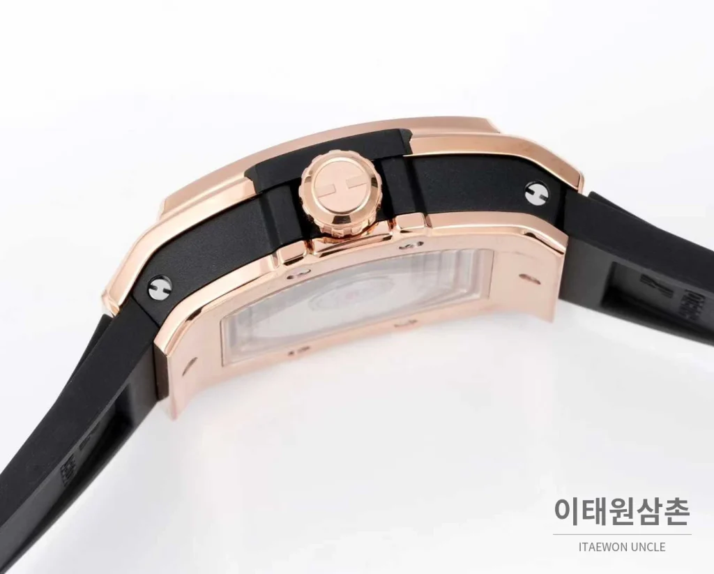 위블로 빅뱅 다이아몬드 스틸 스켈레톤 러버밴드 오토매틱 39mm 실버 / 블랙 로즈골드 베젤