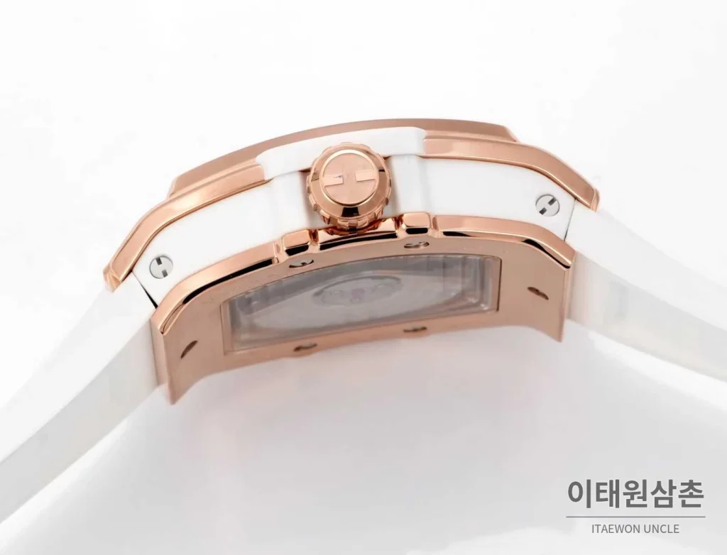위블로 빅뱅 다이아몬드 스틸 스켈레톤 러버밴드 오토매틱 39mm 실버 / 블랙 로즈골드 베젤 (2)