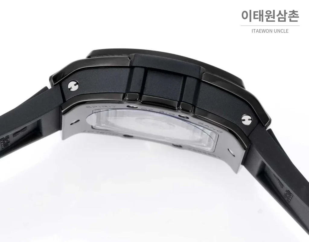 위블로 빅뱅 다이아몬드 스틸 스켈레톤 러버밴드 오토매틱 39mm 실버 / 블랙 블랙 베젤